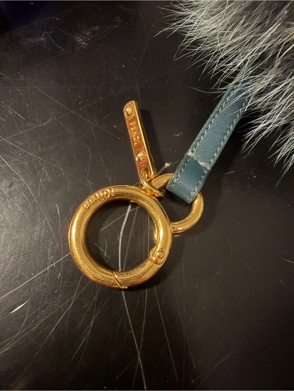 Fendi - Faux Fur Pom Keychain Charm - Black, Brown & Cream
